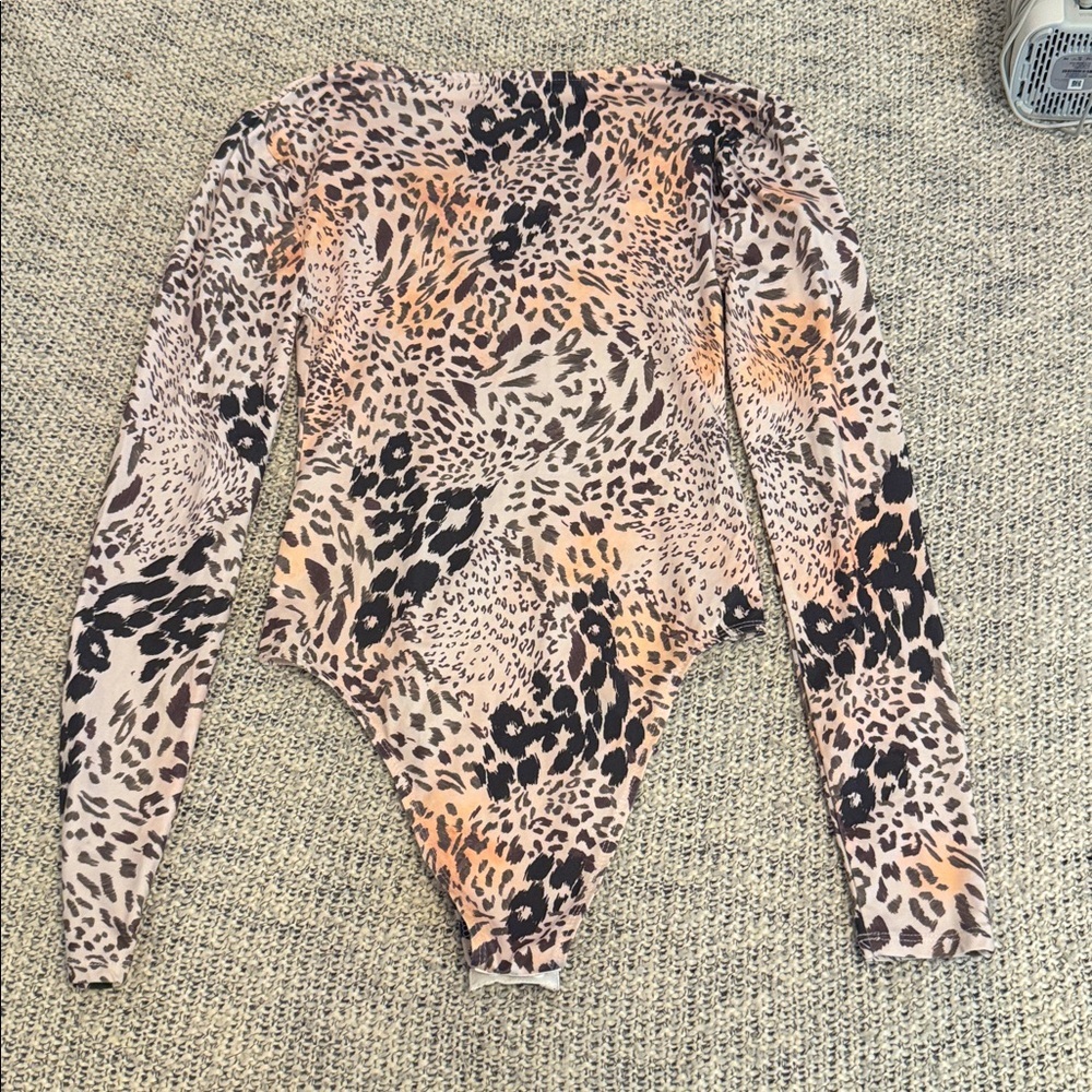 Steve Madden Leopard Print Long Sleeve Bodysuit – Size XS - Picture 3 of 4